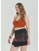 Snap Front Patchwork Wrap Black Plus Size Skirt 4689